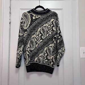 Black and White Paisley Vintage Sweater